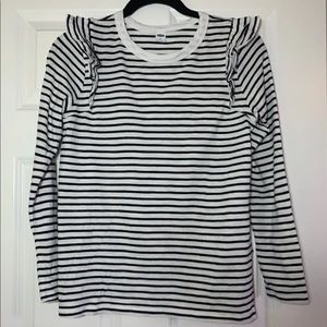 Long sleeve black and white striped shirt
